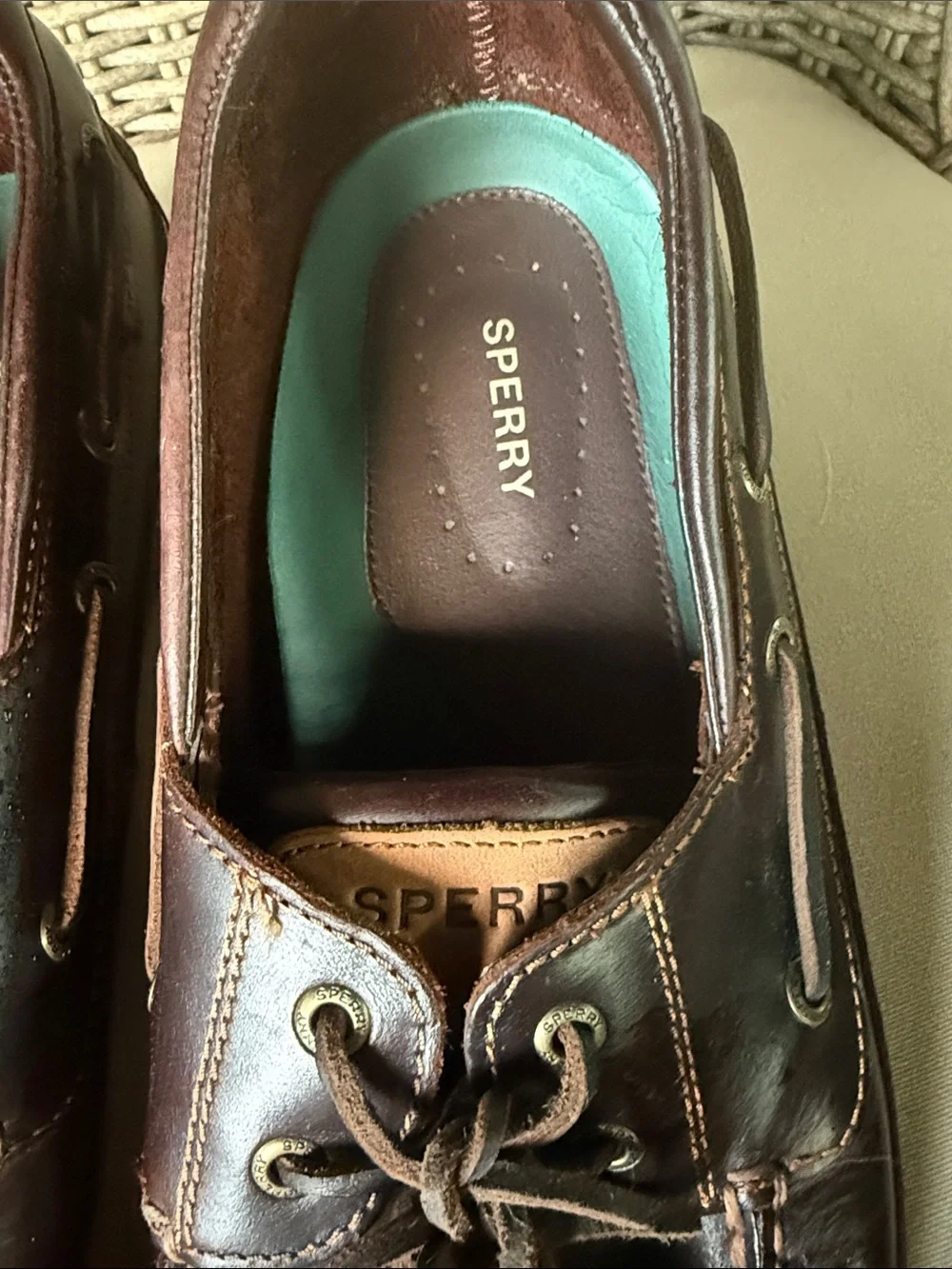 Sperry Men's Maco 2- eye canoe Leather Moc Toe Boat Shoes Amaretto brown